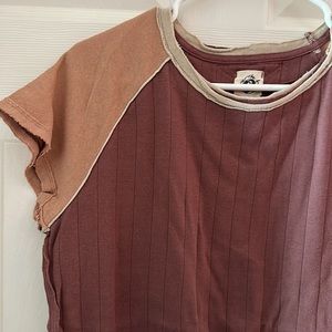 NWOT Free People We the Free Brown Baseball Shirt Women’s Large